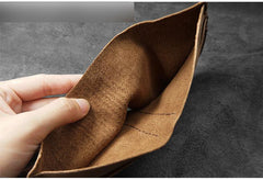 Handmade Brown Leather Mens Billfold Wallets Slim Brown Bifold Small Wallets for Men