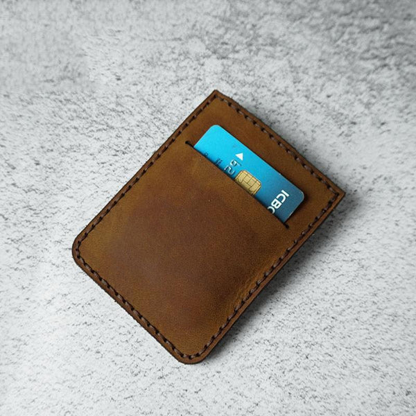 Handmade Leather Mens Card Holder Wallet Leather Card Holder Slim Card Wallet fo GJ00781006