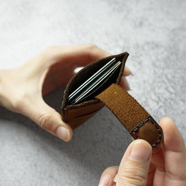 Leather Mens Card Holder Wallet Handmade Leather Card Holder Slim Card Wallet fo GJ00781006
