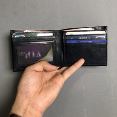Cool Leather Mens Black Bifold billfold Wallets Small Wallet U.S. Map Wallets Front Pocket Wallet for Men
