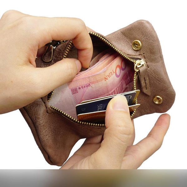 Handmade Leather Mens Key Holders Coin Wallet With Keyring Key Holder Zipper Wal GJ00981042