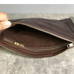 Handmade Leather Mens Small Envelope CLutch Bag Clutch Wallets Wristlet Bag For Men