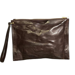 Handmade Leather Mens Small Envelope CLutch Bag Clutch Wallets Wristlet Bag For Men