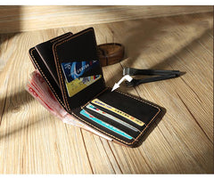 Handmade Coffee Leather Mens Trifold Billfold Wallet Personalize Trifold Small Wallets for Men