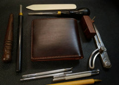 Handmade Leather Skull Tooled Mens Billfold Wallet Death Leather Wallet Slim Wallet for Men