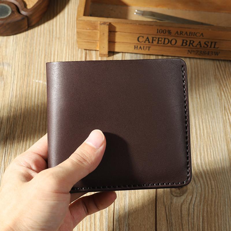 Handmade Blue Leather Trifold Billfold Wallet Personalized Mens Trifold Wallets for Men