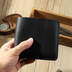 Handmade Blue Leather Trifold Billfold Wallet Personalized Mens Trifold Wallets for Men