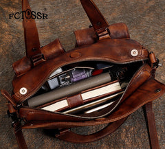 Handmade Red Leather Womens Satchel Shoulder Bag - Chain Detail