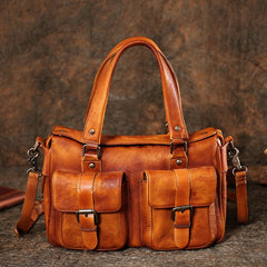 Handmade Red Leather Womens Satchel Shoulder Bag - Interior View