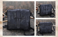 Handmade Green Leather Womens Square Shoulder Bag School Crossbody Purse for Women