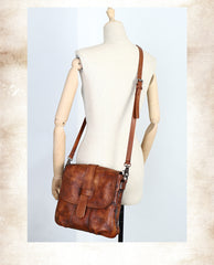 Handmade Leather Womens Square Shoulder Bag School Crossbody Purse for Women