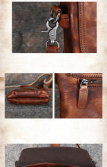 Handmade Red Leather Womens Square Shoulder Bag School Crossbody Purse for Women