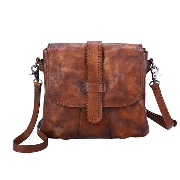 Handmade Green Leather Womens Square Shoulder Bag - Interior View