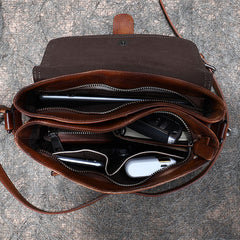 Handmade Leather Womens Square Shoulder Bag School Crossbody Purse for Women