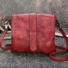 Handmade Leather Womens Square Shoulder Bag School Crossbody Purse for Women