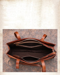 Handmade Brown Leather Womens Vintage Baguette Bag - Wallet Flat Lay
