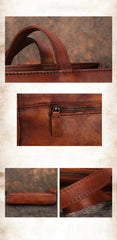 Handmade Green Leather Womens Vintage Baguette Bag - Chain Attachment