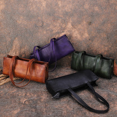Handmade Leather Womens Vintage Baguette Bag Best - Side Profile