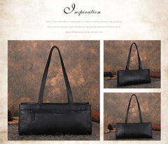 Handmade Purple Leather Womens Vintage Baguette Bag - Size Detail