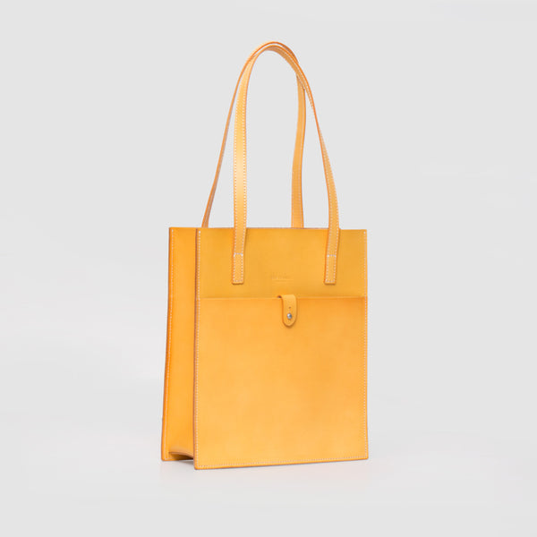 Handmade Leather handbag shoulder tote bag yellow red brown for women leather shopper bag - EverHandmade
