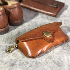 Handmade Mens Cool Brown Leather Glasses Case Glasses Box Black Glasses Holder Sunglasses Case for Men