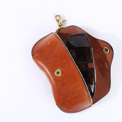 Handmade Mens Cool Brown Leather Glasses Case Glasses Box Glasses Holder Sunglasses Case for Men