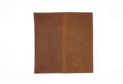 Handmade Slim Brown Leather Mens Bifold Long Wallet Lots Cards Long Wallet for Men