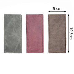 Handmade Slim Checkbook Wallet Coffee Leather Mens Bifold Long Wallet Lots Cards Long Wallet for Men