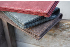 Handmade Slim Checkbook Wallet Coffee Leather Mens Bifold Long Wallet Lots Cards Long Wallet for Men