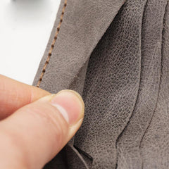 Handmade Slim Checkbook Wallet Coffee Leather Mens Bifold Long Wallet Lots Cards Long Wallet for Men