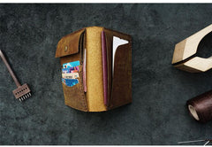 Handmade Slim Leather Mens Bifold Travel Wallets Brown Passport Wallet Long Wallet for Men