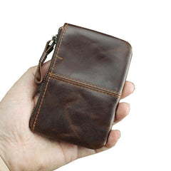 Vintage Small Slim Wallet Leather Men's Wallet Black Front Pocket Wallet Coin Holder Card Holder For Men