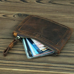 Vintage Small Slim Wallet Leather Men's Wallet Black Front Pocket Wallet Coin Holder Card Holder For Men