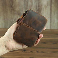 Vintage Small Slim Wallet Leather Men's Wallet Black Front Pocket Wallet Coin Holder Card Holder For Men