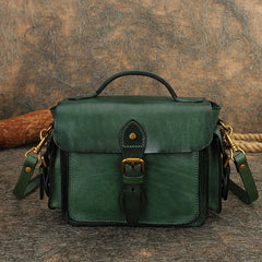 Handmade Coffee Leather Womens Small Satchel Shoulder Bag School Handbag Crossbody Purses for Women