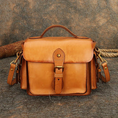 Handmade Coffee Leather Womens Small Satchel Shoulder Bag School Handbag Crossbody Purses for Women