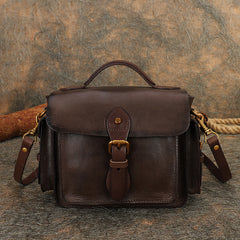 Handmade Tan Leather Womens Small Satchel Shoulder Bag School Handbag Crossbody Purses for Women