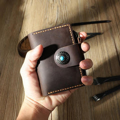 Handmade Vintage Blue Leather Mens Keys Holder Keys Cards Wallet With Coin Pocket for Men