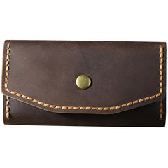 Handmade Vintage Coffee Leather Mens Keys Holder - Chain Detail