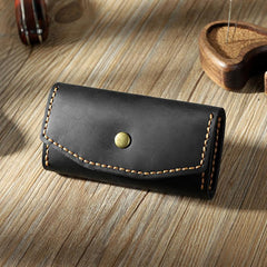 Handmade Vintage Coffee Leather Mens Keys Holder - Leather Texture Detail