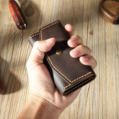 Handmade Vintage Coffee Leather Mens Keys Holder - Front View