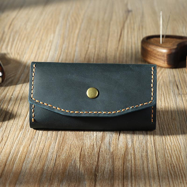 Handmade Vintage Blue Leather Mens Keys Holder Keys Wallet Car Key Holders for Men