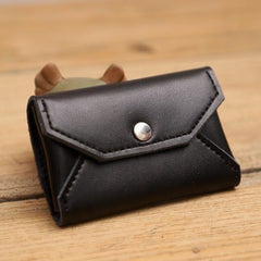 Handmade Women Leather Card Holders Envelope Black Card Holder Coin Wallet For Women