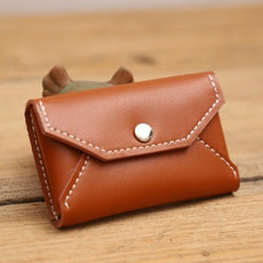 Handmade Women Leather Card Holders Envelope Black Card Holder Coin Wallet For Women