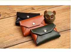 Handmade Women Leather Card Holders Envelope Black Card Holder Coin Wallet For Women