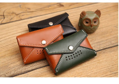 Handmade Women Leather Card Holder Envelope Card Holder Coin Wallet For Women