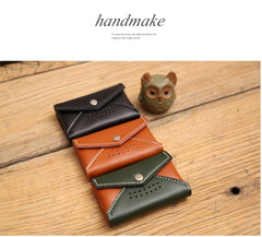 Handmade Women Leather Card Holders Envelope Black Card Holder Coin Wallet For Women