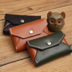 Handmade Women Leather Card Holders Envelope Green Card Holder Coin Wallet For Women