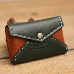Handmade Women Leather Card Holders Envelope Black Card Holder Coin Wallet For Women