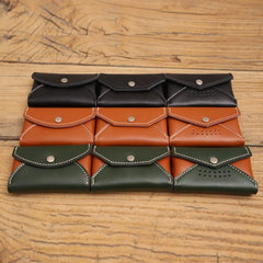 Handmade Women Leather Card Holders Envelope Black Card Holder Coin Wallet For Women